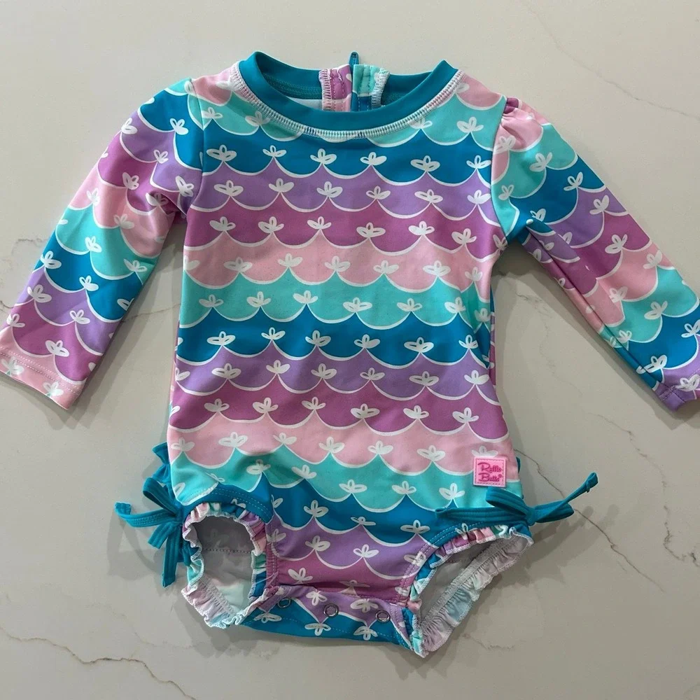 Ruffle Butts Baby Swim Suit Rash Guard 6-12 Months - Excellent condition